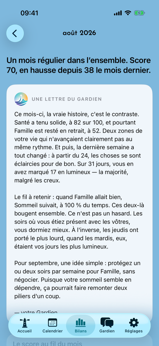Une lettre mensuelle du Gardien